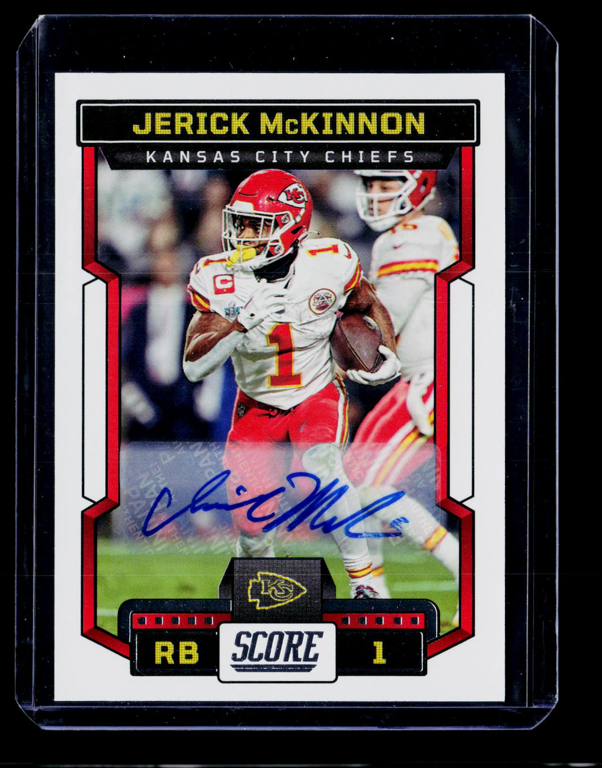 2023 Panini Score Football Jerick McKinnon #130 Autograph Chiefs - front
