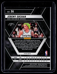 2024-25 Panini Mosaic Basketball Jeremy Sochan #54 San Antonio Spurs - back