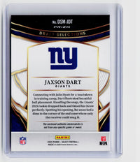 2025 Panini Select Football Draft Selections Jaxson Dart Giants Memorabilia Rookie Card DSM-JDT - back