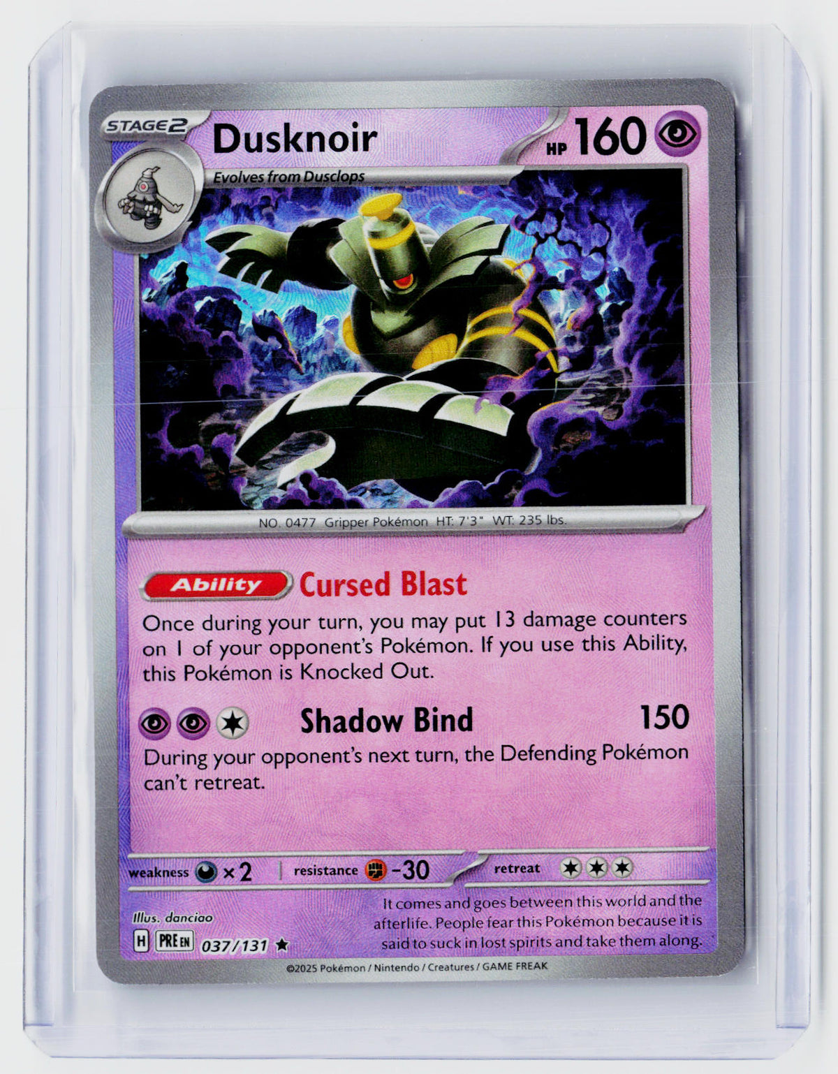 2025 Pokémon Prismatic Evolutions Dusknoir Holofoil 037/131 - front