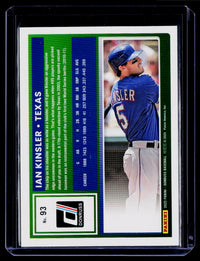 2025 Panini Donruss Ian Kinsler Orange Laser #93 /299 Texas - back