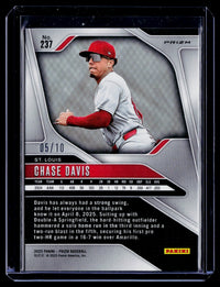 2025 Panini Prizm Baseball Chase Davis Gold Prizm #237 05/10 - back