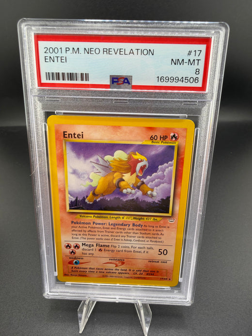 2001 Pokémon Neo Revelation Entei Holo #17/64 PSA 8 - front