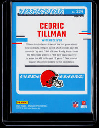 2023 Panini Donruss Optic Football Rated Rookie Cedric Tillman #224 - back