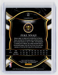 2020-21 Panini Select Basketball Zeke Nnaji Concourse Rookie Card #82 - back