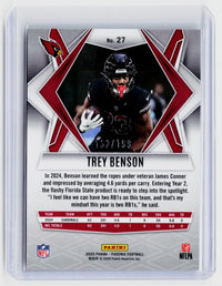 2025 Panini Phoenix Football Trey Benson Red #27 /199 Arizona Cardinals - back