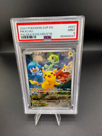 2023 Pokémon Paldea Evolved ETB Promo Pikachu SVP EN 027 PSA 9 - front