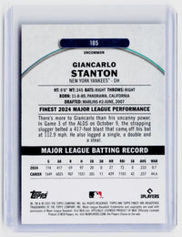 2025 Topps Finest Giancarlo Stanton Pink Refractor #105 /300 New York Yankees - back