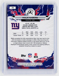 2025 Topps Ripped Football Malik Nabers #73 New York Giants - back