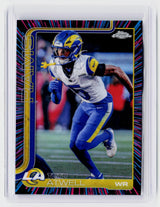 2025 Topps Chrome Football Tutu Atwell #167 RayWave Refractor Los Angeles Rams - front