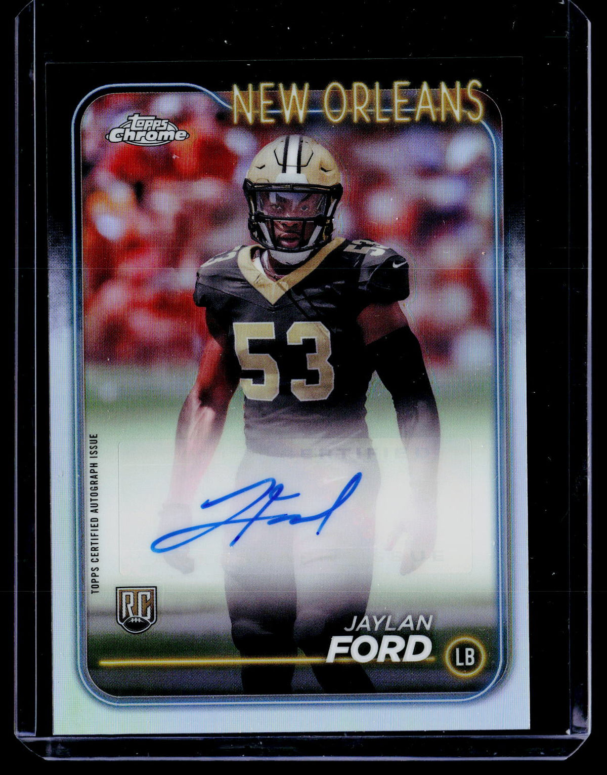2024 Topps Chrome Football Jaylan Ford Rookie Autograph Variation RA-JFO - front