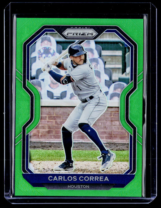 2021 Panini Prizm Baseball Carlos Correa Green Prizm #39/125 - front