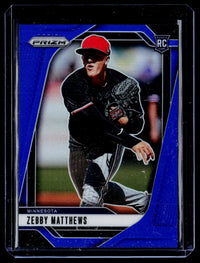2025 Panini Prizm Baseball Zebby Matthews Blue Prizm RC #167 /199 - front