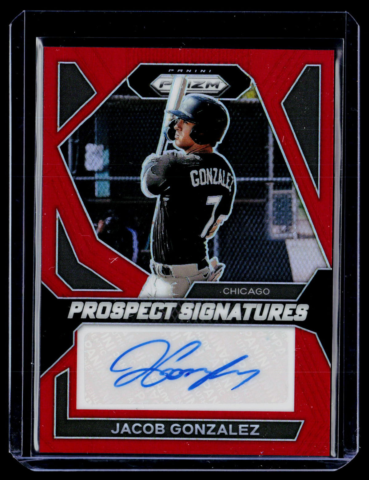 2024 Panini Prizm Baseball Prospect Signatures Jacob Gonzalez Red Prizm Auto #PS-JG /99 - front