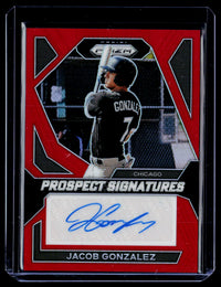 2024 Panini Prizm Baseball Prospect Signatures Jacob Gonzalez Red Prizm Auto #PS-JG /99 - front
