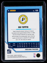 2024-25 Panini Donruss Basketball Obi Toppin #168 Indiana Pacers - back