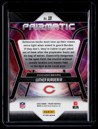 2025 Panini Prizm Football Luther Burden III Rookie Card #18 Chicago Bears - back