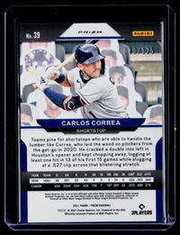 2021 Panini Prizm Baseball Carlos Correa Green Prizm #39/125 - back