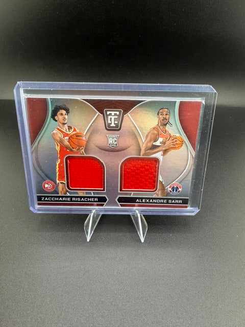 2024-25 Panini Totally Certified Rookie Dual Swatches Zaccharie Risacher / Alexandre Sarr RDS-ZRA - front