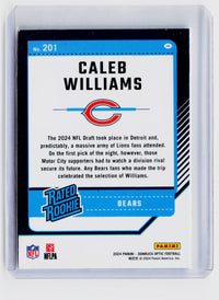 2024 Panini Donruss Optic Rated Rookie Caleb Williams #201 Bears - back