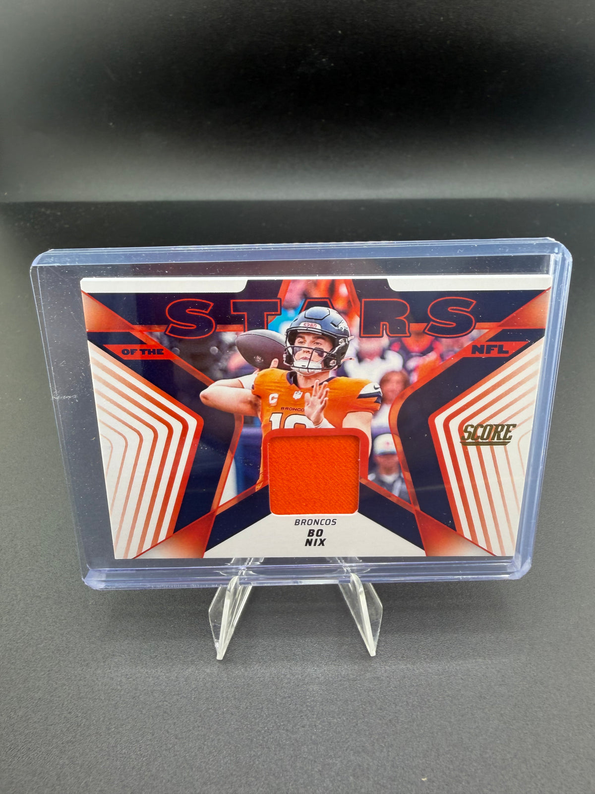 2025 Panini Score Stars of the NFL Bo Nix Denver Broncos Memorabilia Card SN-BNX - front