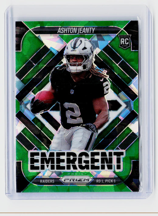 2025 Panini Prizm Emergent Green Prizm Ashton Jeanty RC #10 - front
