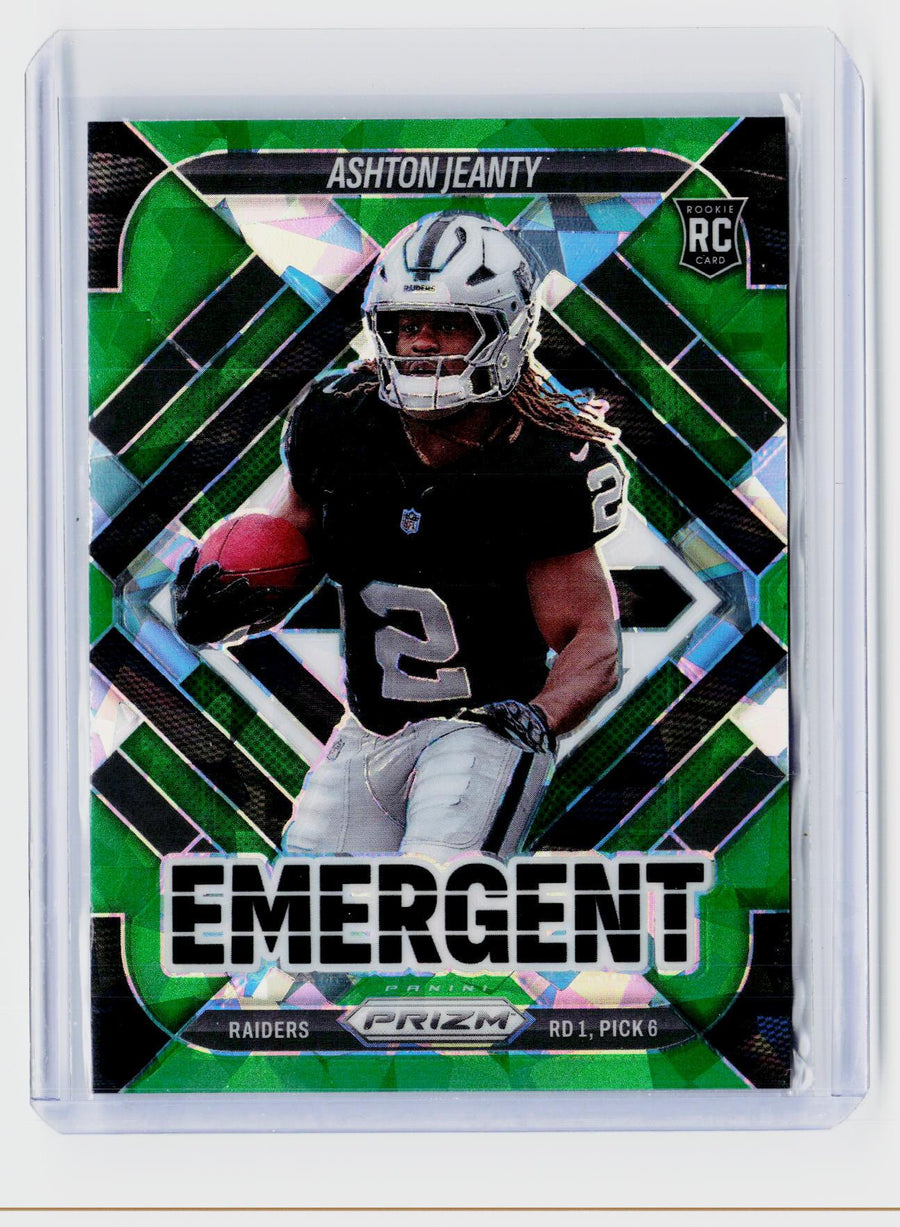 2025 Panini Prizm Emergent Green Prizm Ashton Jeanty RC #10 - front