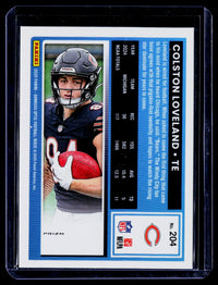 2025 Panini Donruss Optic Football Colston Loveland Rated Rookie #204 Chicago Bears - back