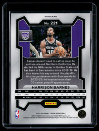 2023-24 Panini Prizm Basketball Harrison Barnes #221 Sacramento Kings - back