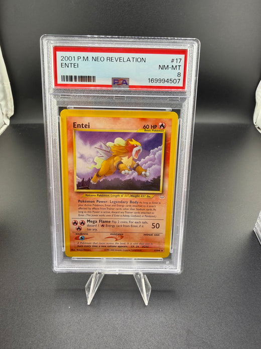 2001 Pokémon Neo Revelation Entei #17 PSA 8 NM-MT - front