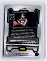 2023-24 Panini Prizm Green Prizm Rookie Leonard Miller #155 Minnesota Timberwolves - back