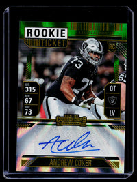 2024 Panini Contenders Football Rookie Ticket Andrew Coker #299 Green Laser Auto - front