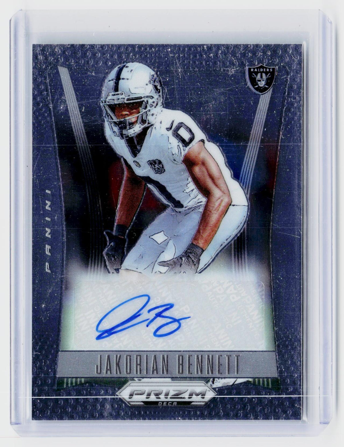 2024 Panini Prizm Deca Football Jakorian Bennett Signatures Autograph Raiders S-JBT - front