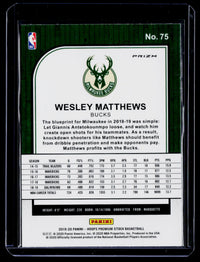 2019-20 Panini Hoops Premium Stock Wesley Matthews #75 Bucks - back