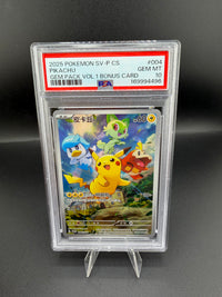 2025 Pokémon Gem Pack Vol. 1 Bonus Card Pikachu 004/SV-P PSA 10 - front