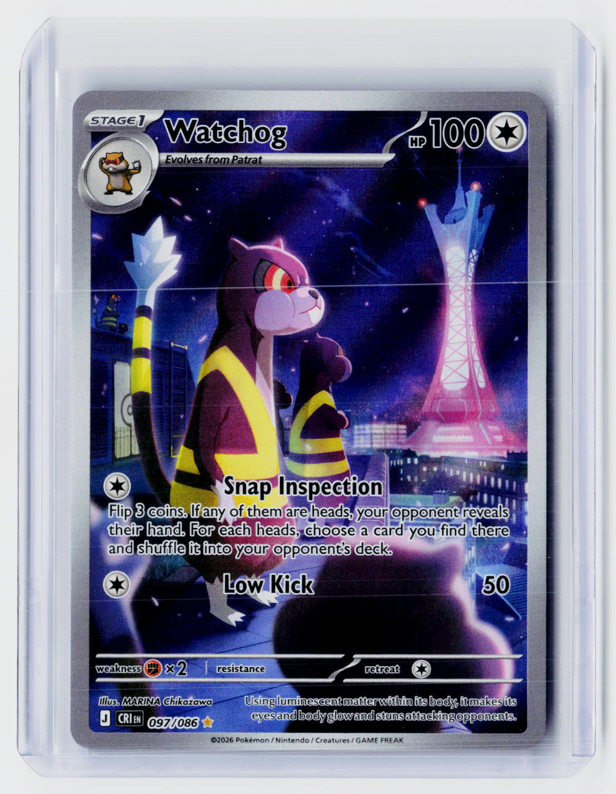 2026 Pokémon Mega Evolution—Perfect Order Watchog Illustration Rare #097/086 - front