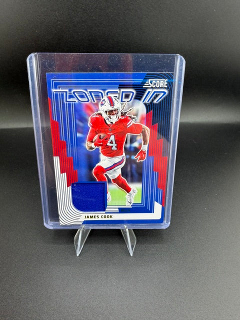 2025 Panini Score Football Zoned In James Cook Memorabilia Card ZON-JCK - front