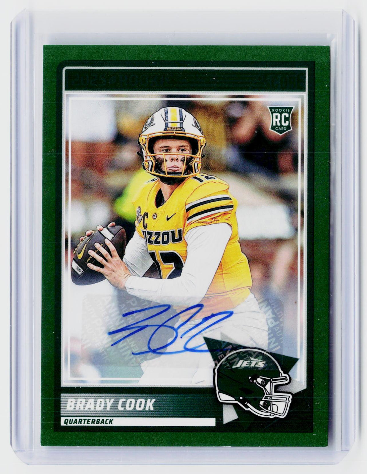 2025 Panini Score Football Brady Cook Rookie Autograph #36 New York Jets - front