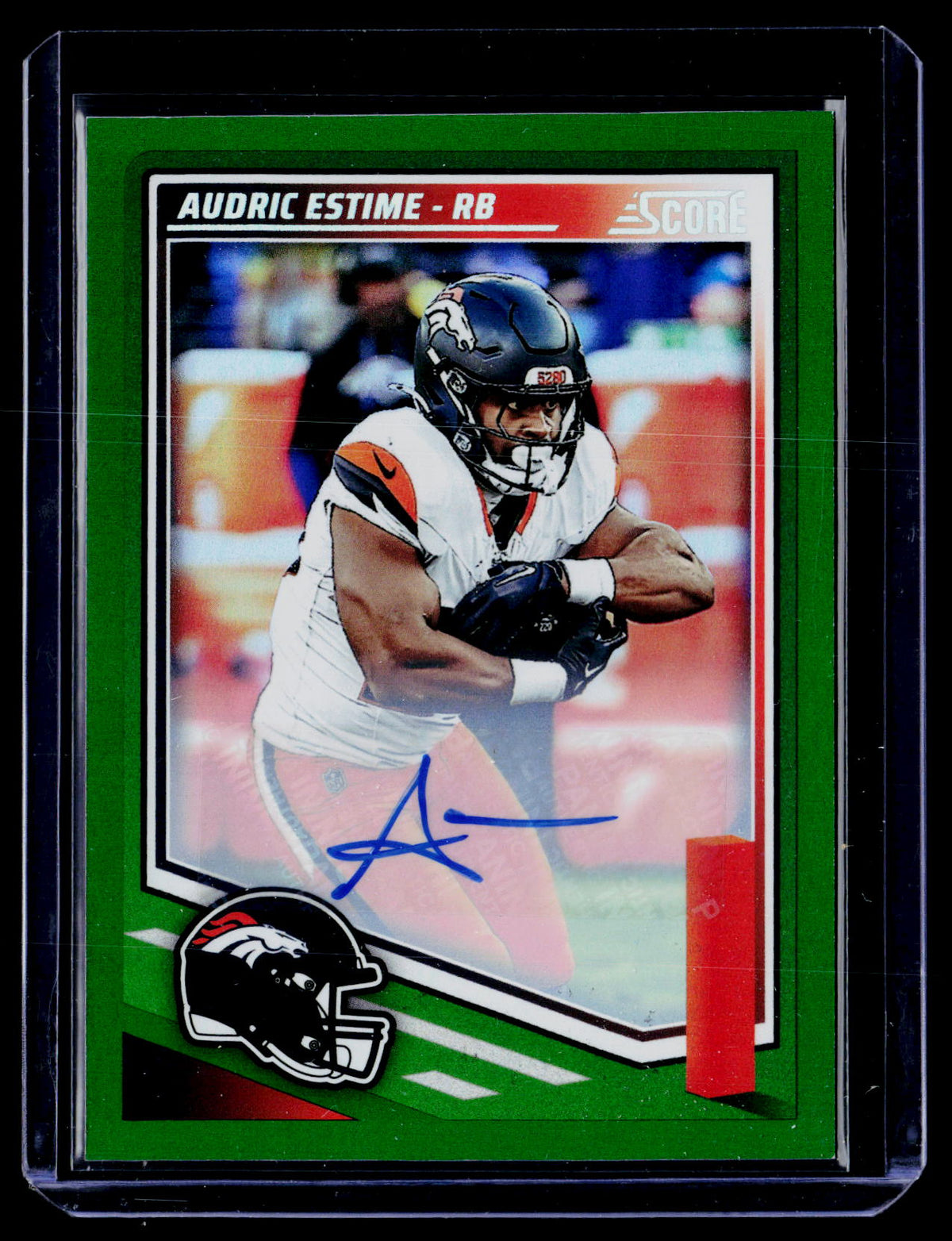 2025 Panini Score Football Audric Estime #172 Base Signatures Green Rookie Auto - front