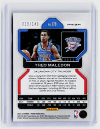 2021-22 Panini Prizm Purple Ice Theo Maledon #179 /149 - back
