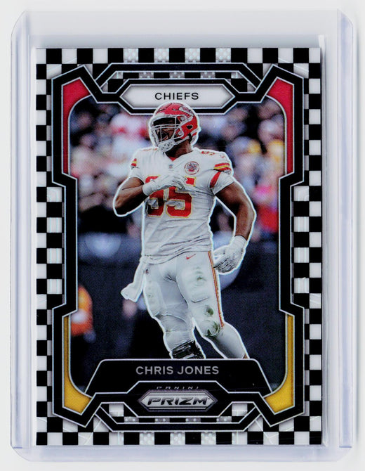 2023 Panini Prizm Football Chris Jones #142 Black and White Checkerboard Prizm Kansas City Chiefs - front