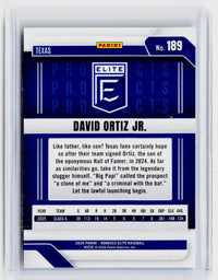 2026 Panini Donruss Elite Baseball Prospects David Ortiz Jr. #189 Texas Rangers - back