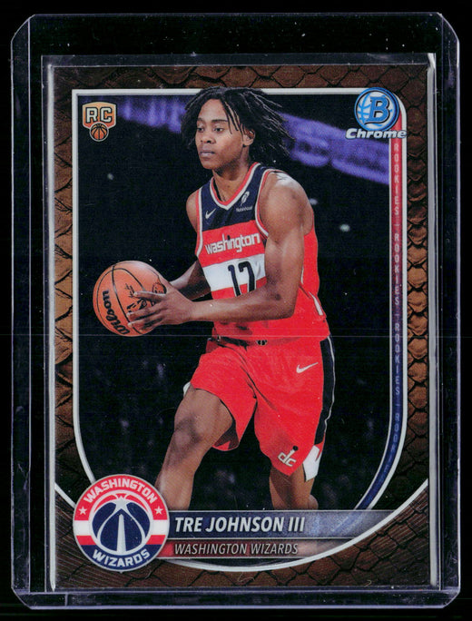 2025 Topps Bowman Chrome Basketball Tre Johnson III RC BCV-6 Washington Wizards - front