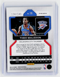 2021-22 Panini Prizm Theo Maledon Pink Ice Prizm Rookie Card #179 /149 - back