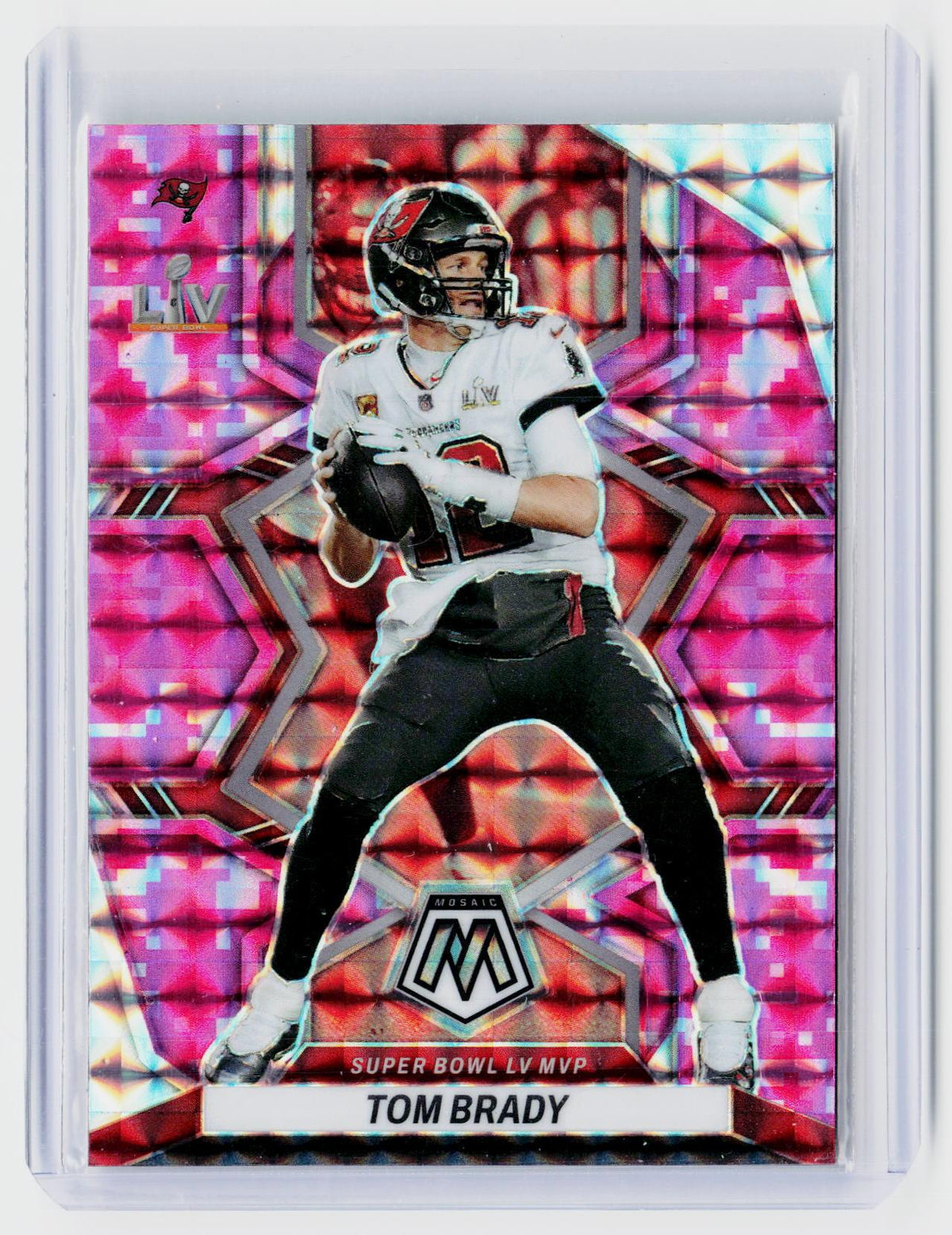 2022 Panini Mosaic Football Super Bowl LV MVP Tom Brady #291 Pink Mosaic - front