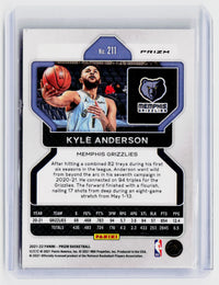 2021-22 Panini Prizm Purple Wave Kyle Anderson #211 Memphis Grizzlies - back