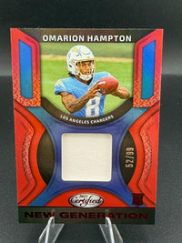 2025 Panini Certified New Generation Jerseys Omarion Hampton Mirror Red Rookie #NGJ-OHN /99 - front