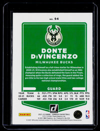 2021-22 Panini Donruss Donte DiVincenzo #94 Milwaukee Bucks - back