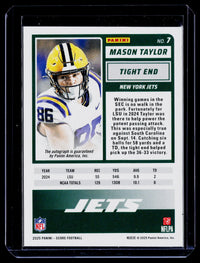 2025 Panini Score Football Base Rookie Signatures Mason Taylor Auto #7 - back