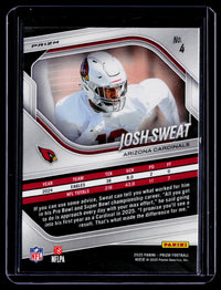 2025 Panini Prizm Football Josh Sweat #4 Red Shimmer Arizona Cardinals - back
